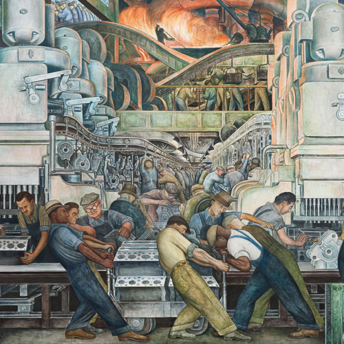 Diego Rivera, Detroit Industry, North Wall Detail, Furnace, 1932-1933