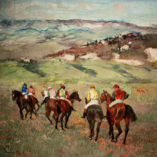 Edgar Degas, Jockeys on Horseback before Distant Hills, 1884