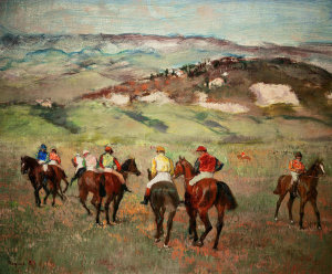 Edgar Degas - Jockeys on Horseback before Distant Hills, 1884