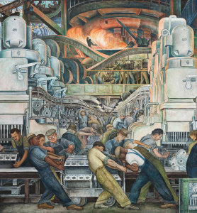 Diego Rivera - Detroit Industry, North Wall Detail, Furnace, 1932-1933