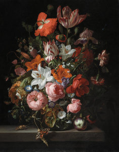 Rachel Ruysch - Flowers in a Glass Vase, 1704