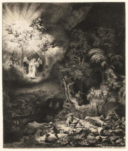 Rembrandt Harmensz van Rijn - The Angel Appearing to the Shepherds, 1634