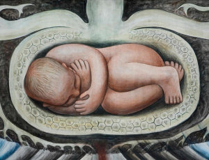 Diego Rivera - Detroit Industry, Infant in the Bulb of a Plant (East Wall Mural Detail), 1932-1933