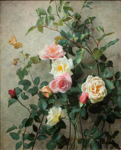 George Cochran Lambdin - Roses on a Wall, 1877
