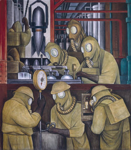 Diego Rivera - Detroit Industry, Manufacture of Poisonous Gas Bombs (North Wall Supporting Panel), 1932-1933