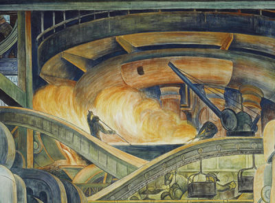 Diego Rivera - Detroit Industry, Blast Furnace and Open Hearth Furnace (North Wall Mural Detail), 1932-1933